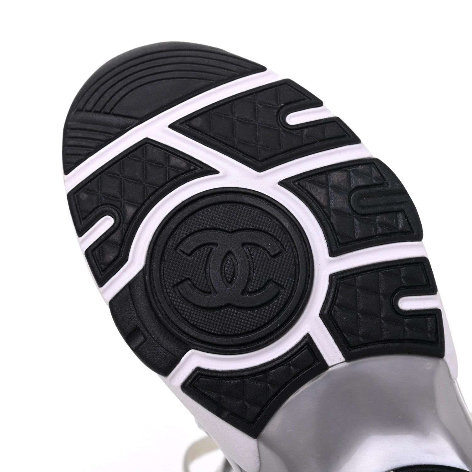 Chanel Fabric Calfskin Suede CC Womens Sneakers 35 Black Grey 6 of 9