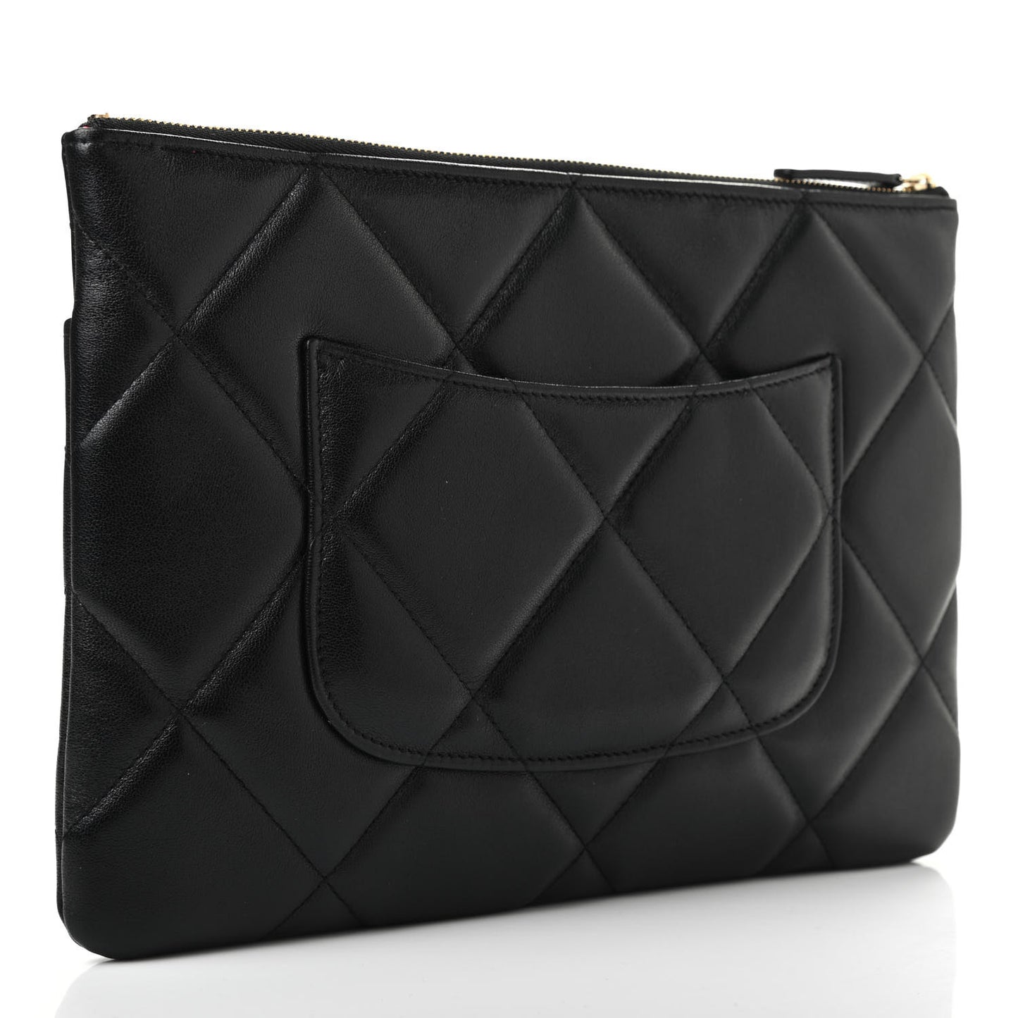 Goatskin Quilted Chanel 19 Pouch Black