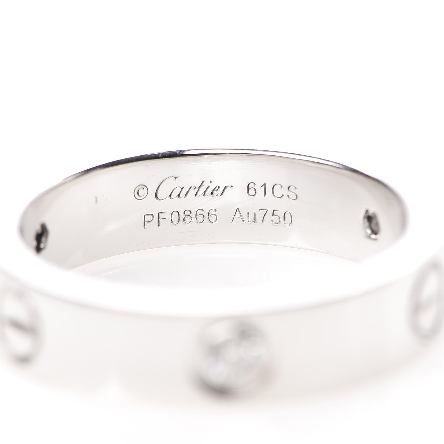 Cartier 18K White Gold 3 Diamond 5.5mm LOVE Ring 61 9.5 4 of 5
