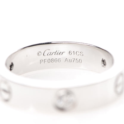 Cartier 18K White Gold 3 Diamond 5.5mm LOVE Ring 61 9.5 4 of 5