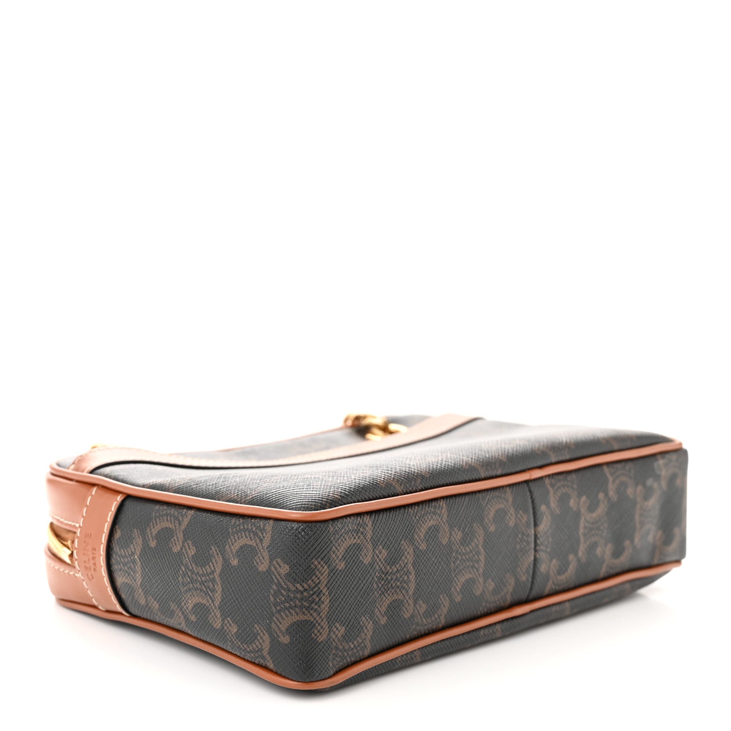 Celine Triomphe Canvas Calfskin Medium Patapans Tan 4 of 11