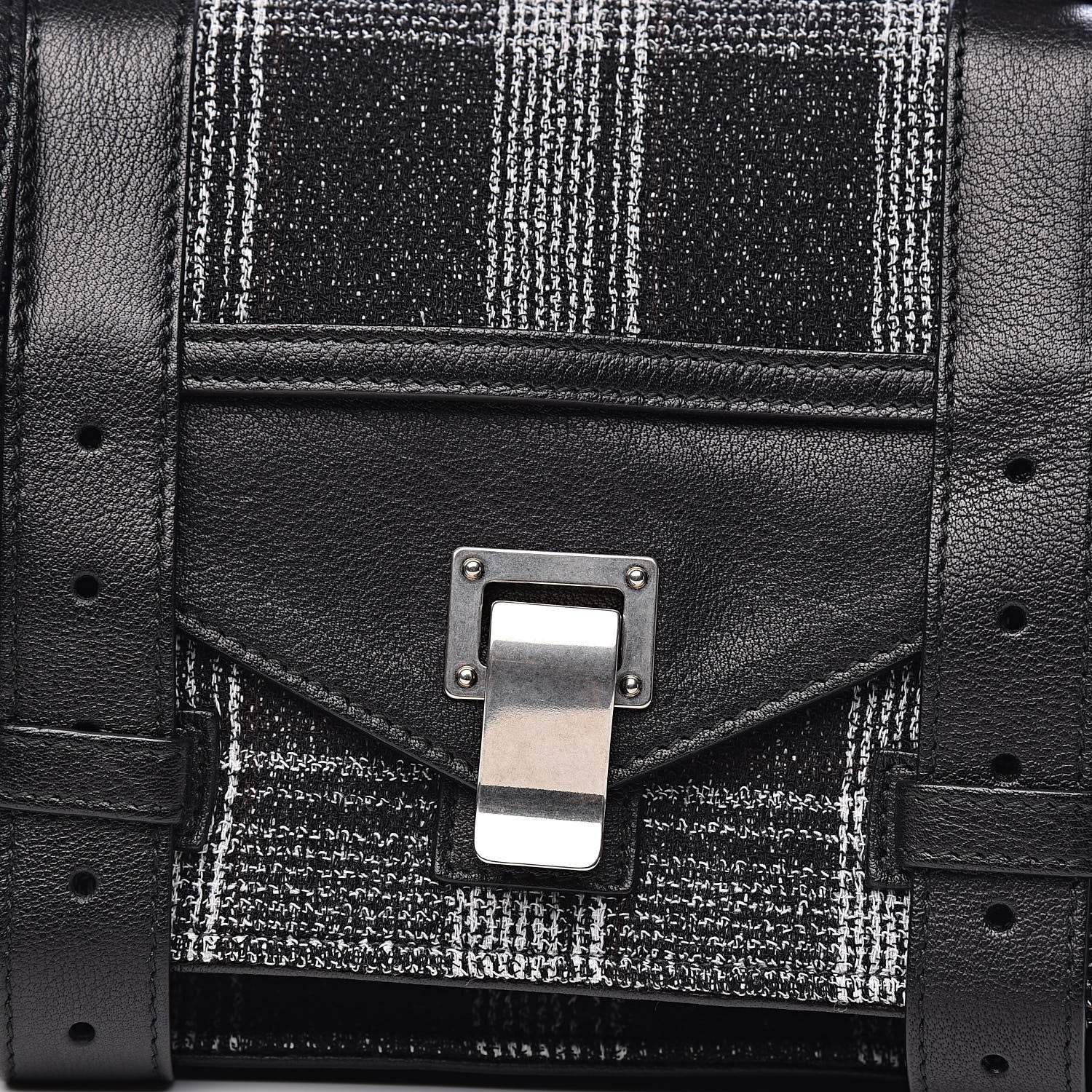 Proenza Schouler Jacquard Plaid Tiny PS1 Satchel Black White 10 of 10