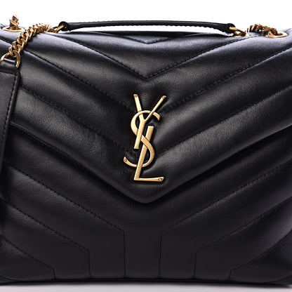 Saint Laurent Calfskin Y Quilted Monogram Small Loulou Chain Satchel Black 7 of 11