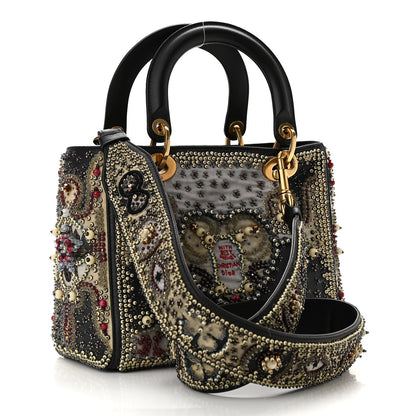 Christian Dior Calfskin Beaded Medium Lady Dior Black Multicolor 3 of 10