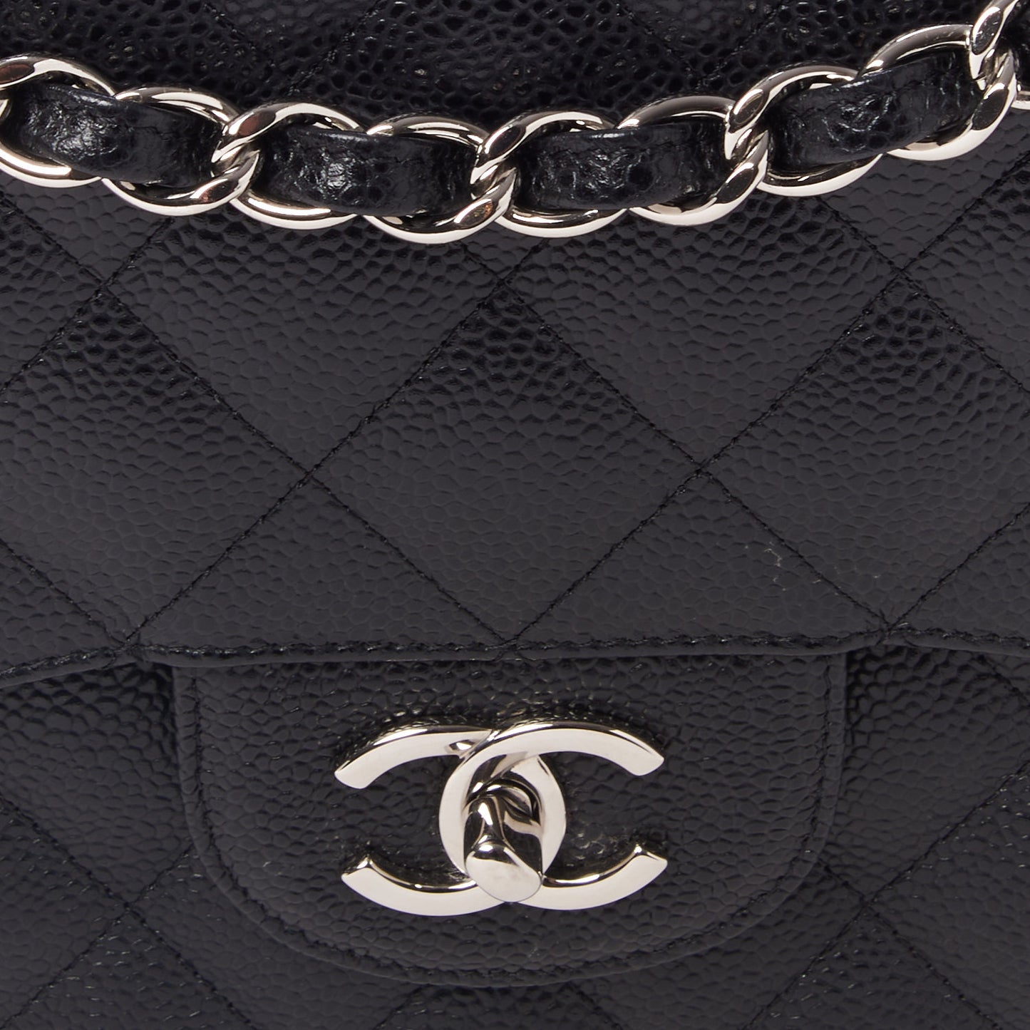 Caviar Quilted Jumbo Double Flap Black
