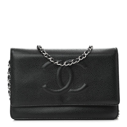 Chanel Caviar Timeless CC Wallet On Chain WOC Black 1 of 10
