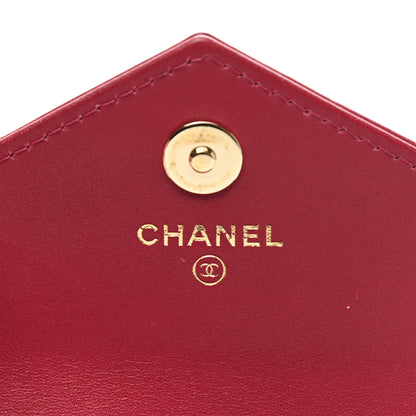 Chanel Goatskin Chevron Quilted Card Holder Flap Wallet Dark Pink 6 of 12