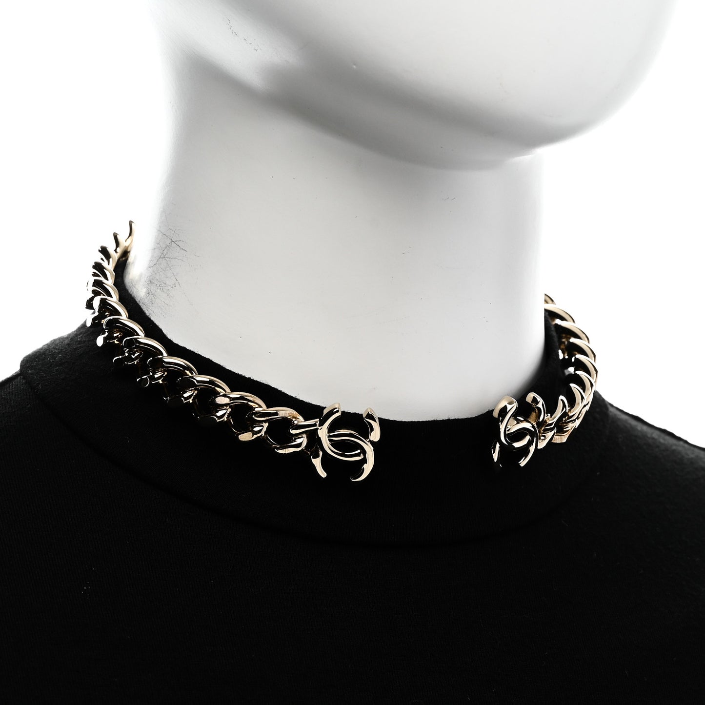 Metal CC Chain Link Choker Necklace L Gold