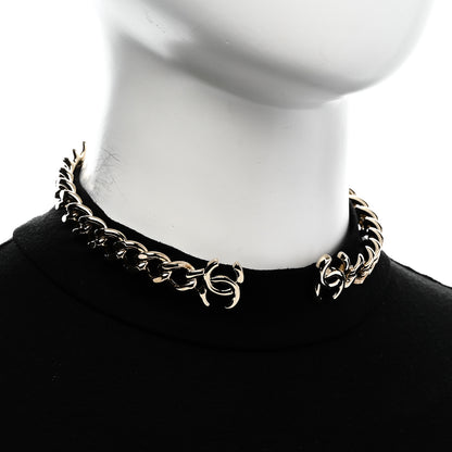 Chanel Metal CC Chain Link Choker Necklace L Gold 2 of 7