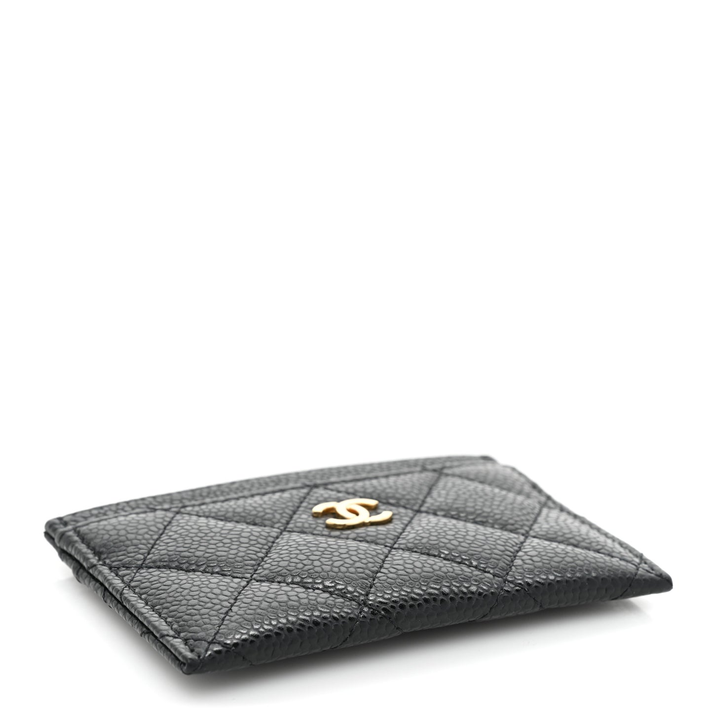 Caviar Quilted Card Holder Black
