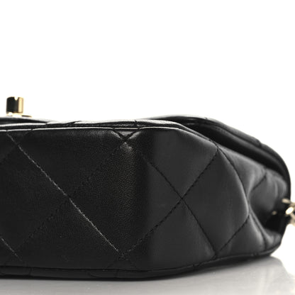 Chanel Lambskin Quilted Resin Pearl Chain Top Handle Flap Black 10 of 10