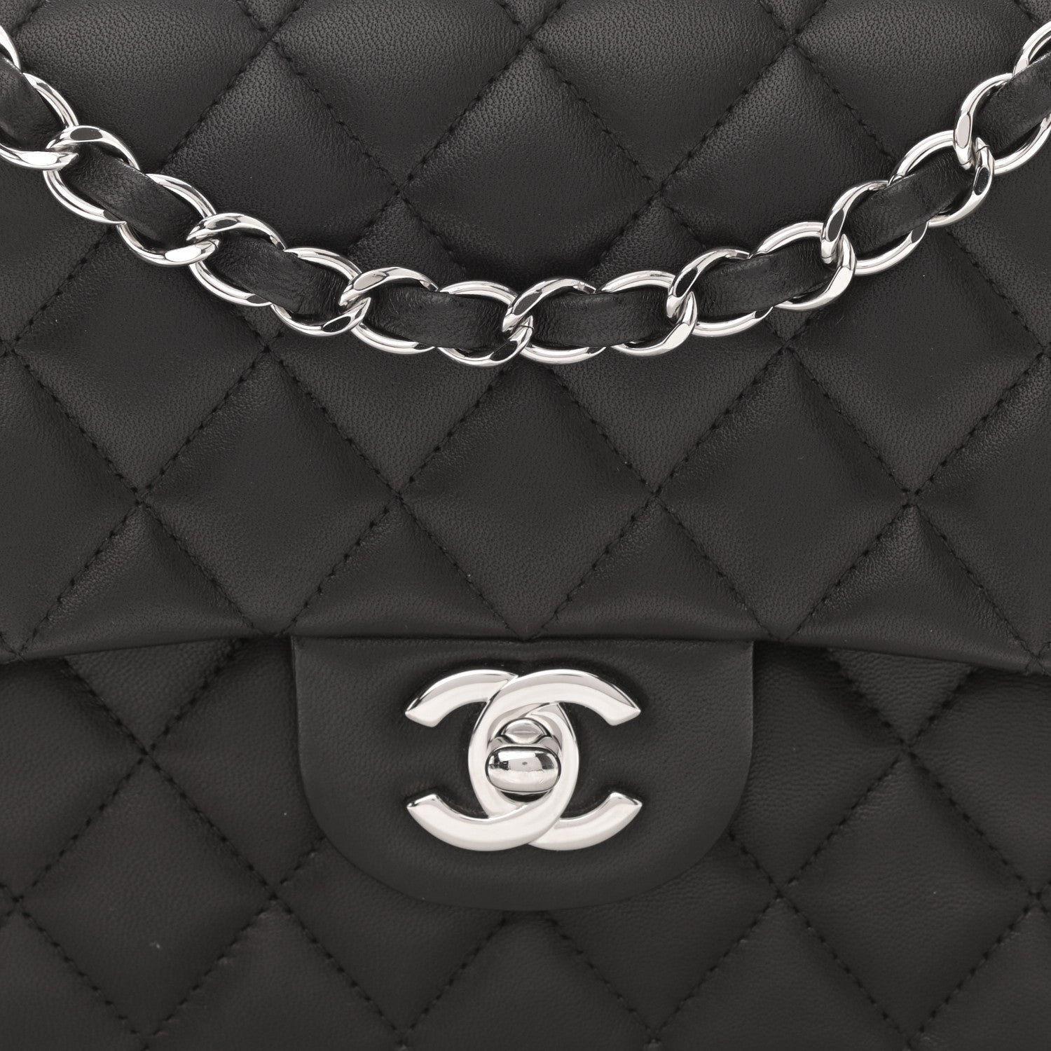 Chanel Lambskin Quilted Medium Double Flap Black 8 of 11
