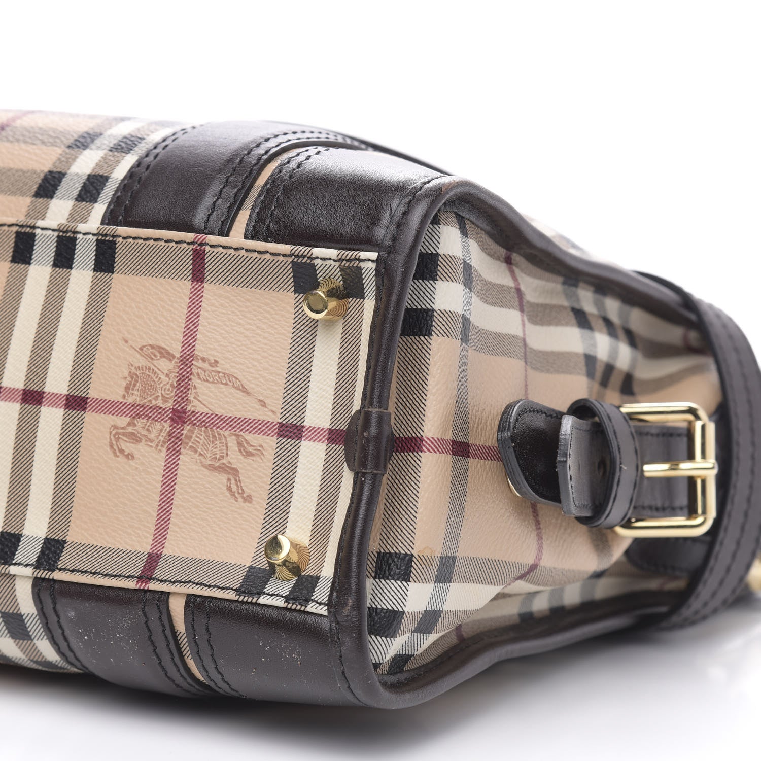 Burberry Haymarket Check Medium Minford Portrait Tote Chocolate 9 of 14