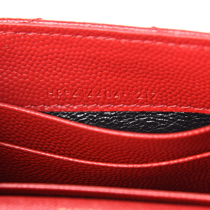 Saint Laurent Grain De Poudre Matelasse Chevron Small Monogram Envelope Wallet Rouge Eros 7 of 7