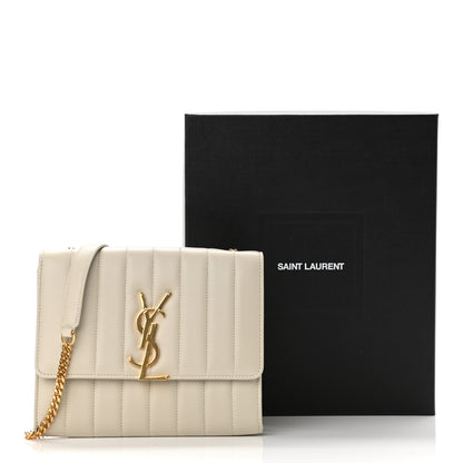 Saint Laurent Lambskin Matelasse Monogram Vicky Chain Wallet Off White 11 of 11