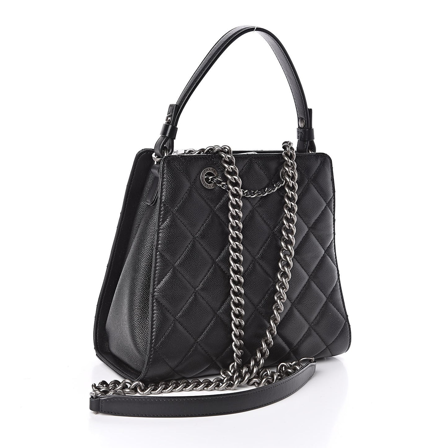 Caviar Quilted Small CC Bucket Bag Black