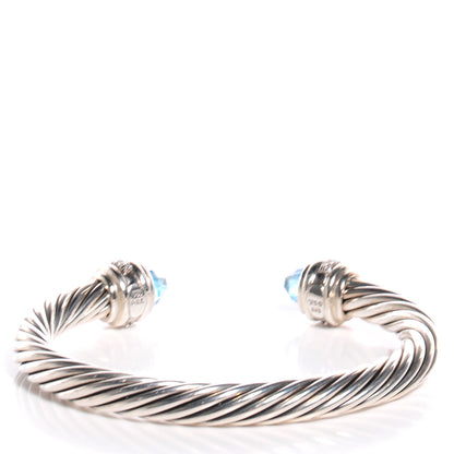 David Yurman Sterling Silver Blue Topaz Diamond 7mm Cable Classics Bracelet 3 of 5