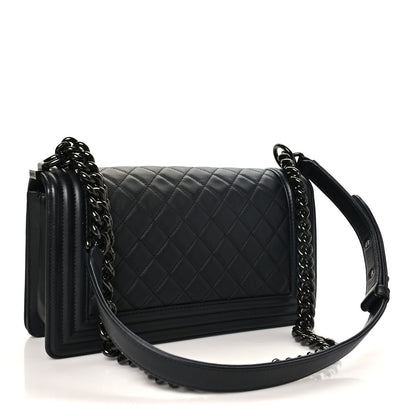 Chanel Calfskin Quilted Medium Boy Flap So Black 2 of 9