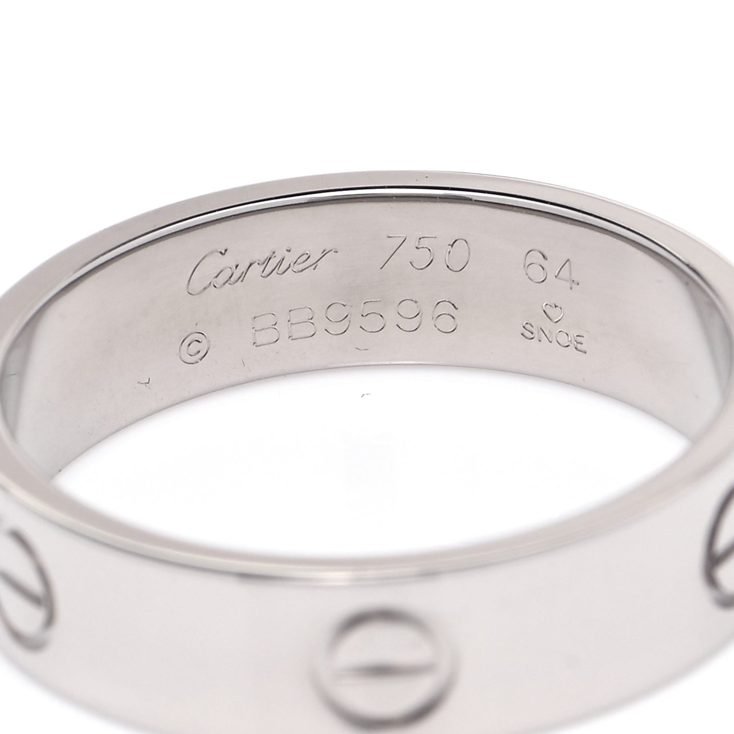 18K White Gold 6mm LOVE Ring 64 10.75