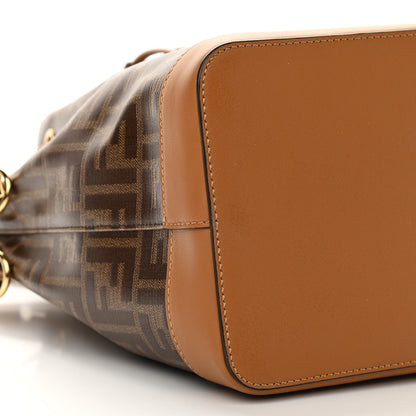 Fendi Glazed Fabric Vitello Grace F is Fendi FF 1974 Stamp Patch Grande Mon Tresor Bucket Bag Mogano Panna Nocciola 9 of 10