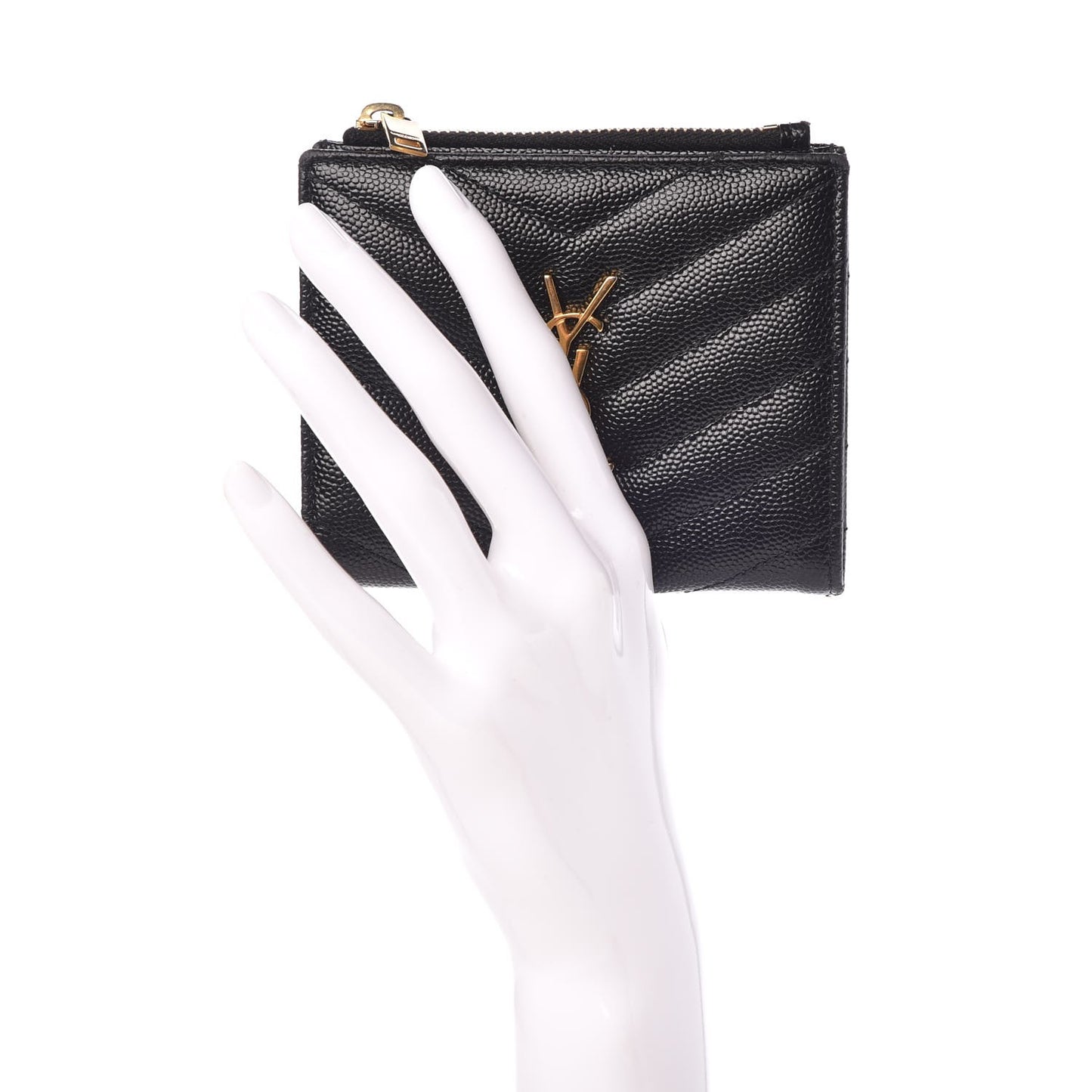 Grain De Poudre Matelasse Chevron Monogram Zipped Card Case Black
