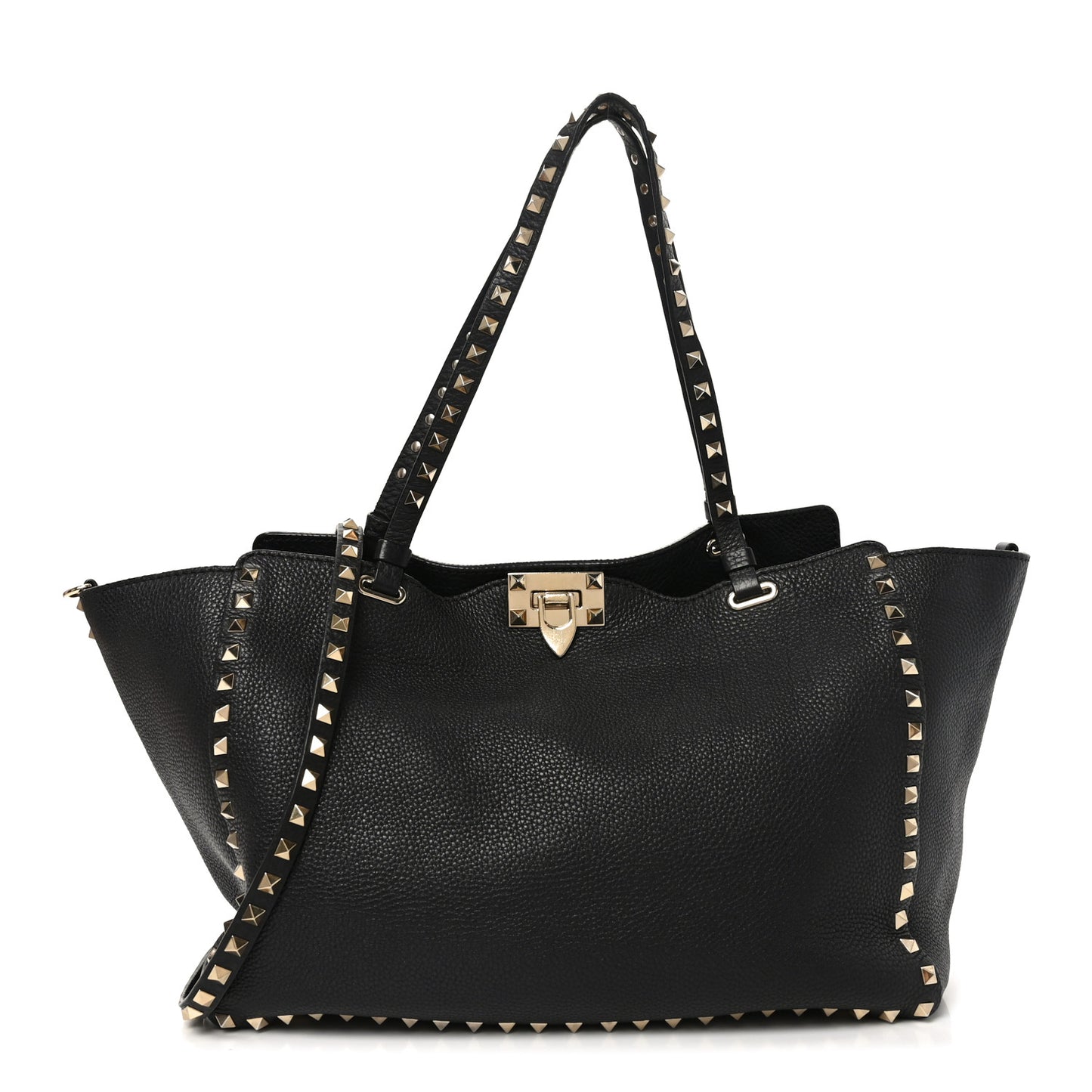 Vitello Medium Rockstud Tote Black