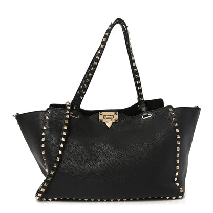 Valentino Garavani Vitello Medium Rockstud Tote Black 1 of 10