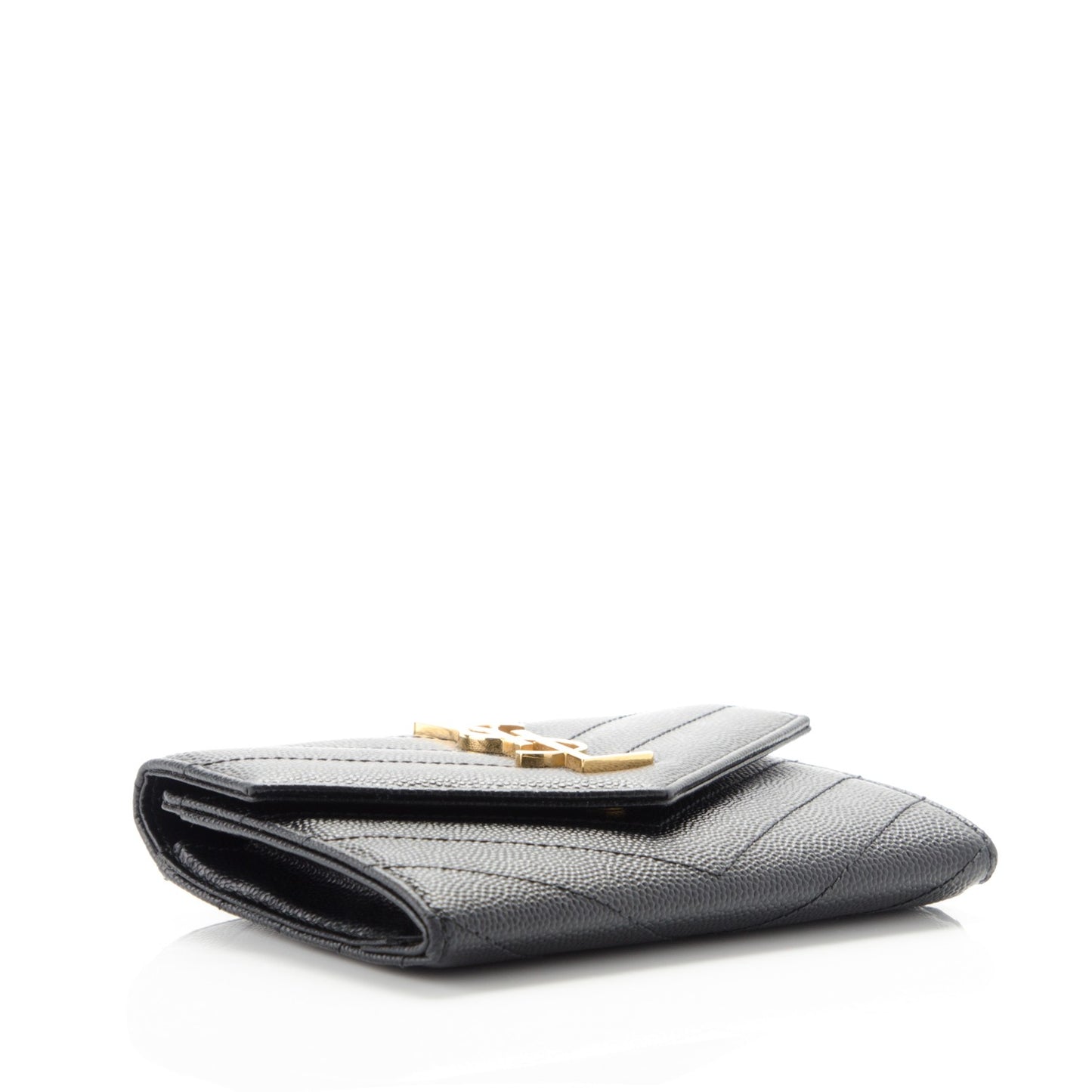 Grain De Poudre Matelasse Chevron Small Monogram Envelope Wallet Black