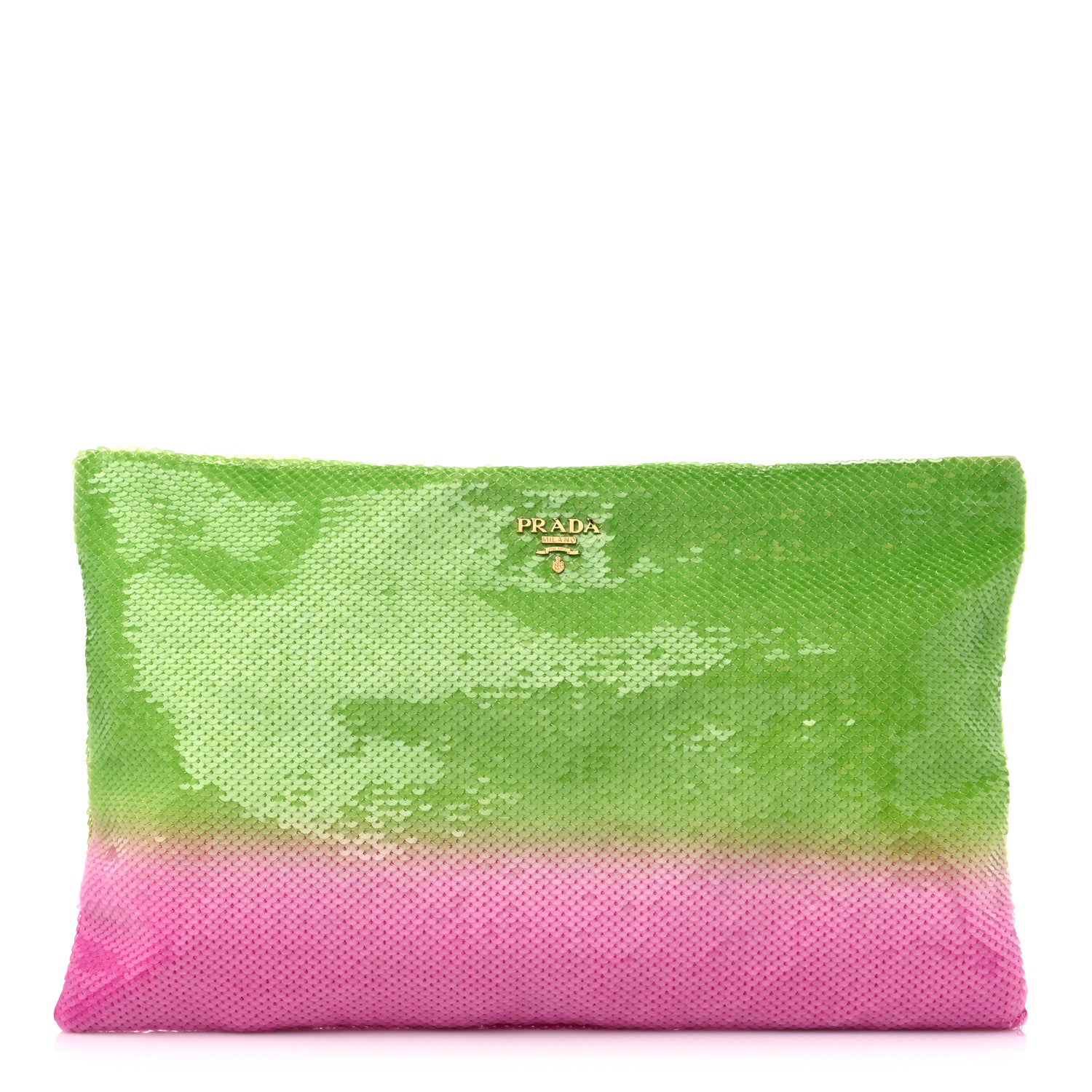 Prada Sequin Ombre Clutch Green Pink 1 of 9