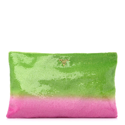 Prada Sequin Ombre Clutch Green Pink 1 of 9
