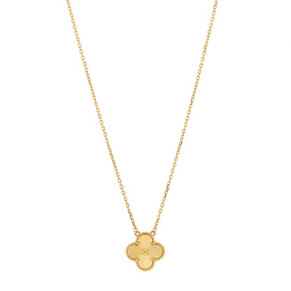 Van Cleef & Arpels 18K Yellow Gold Guilloche Vintage Alhambra Pendant Necklace 1 of 6