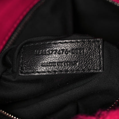 Saint Laurent Merino Shearling Lambskin Quilted Small Loulou Puffer Monogram Chain Satchel Fuchsia 7 of 11
