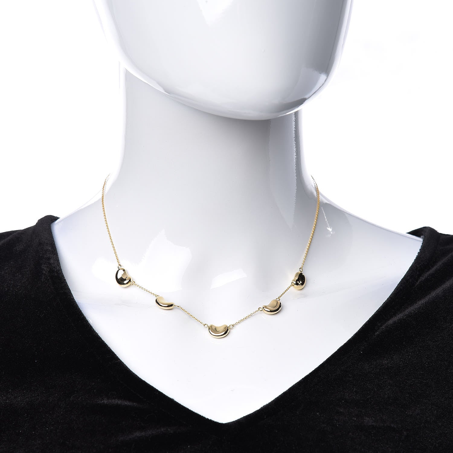 Tiffany 18K Yellow Gold Elsa Peretti 5 Bean Pendant Necklace 2 of 6
