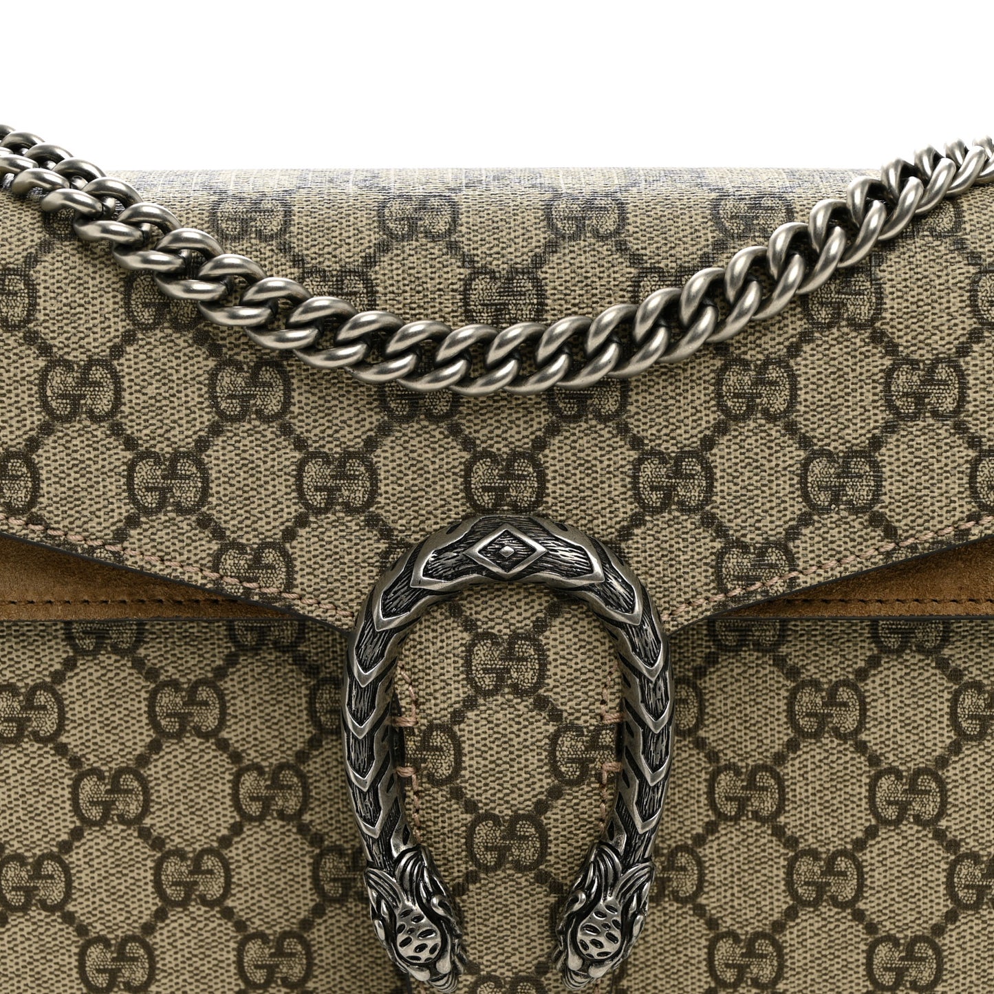 GG Supreme Monogram Suede Small Dionysus Shoulder Bag Beige Ebony Taupe