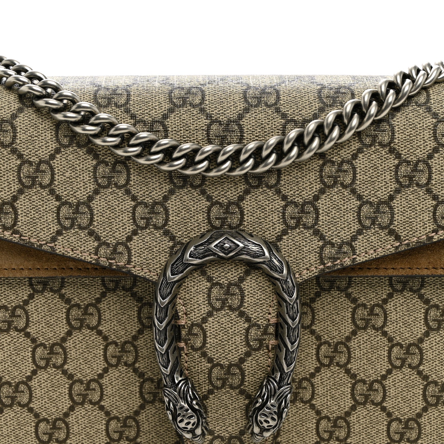 Gucci GG Supreme Monogram Suede Small Dionysus Shoulder Bag Beige Ebony Taupe 8 of 10