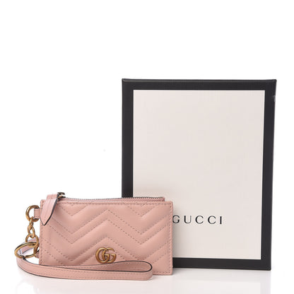 Gucci Calfskin Matelasse GG Marmont Coin Case Card Holder Wristlet Perfect Pink 7 of 7