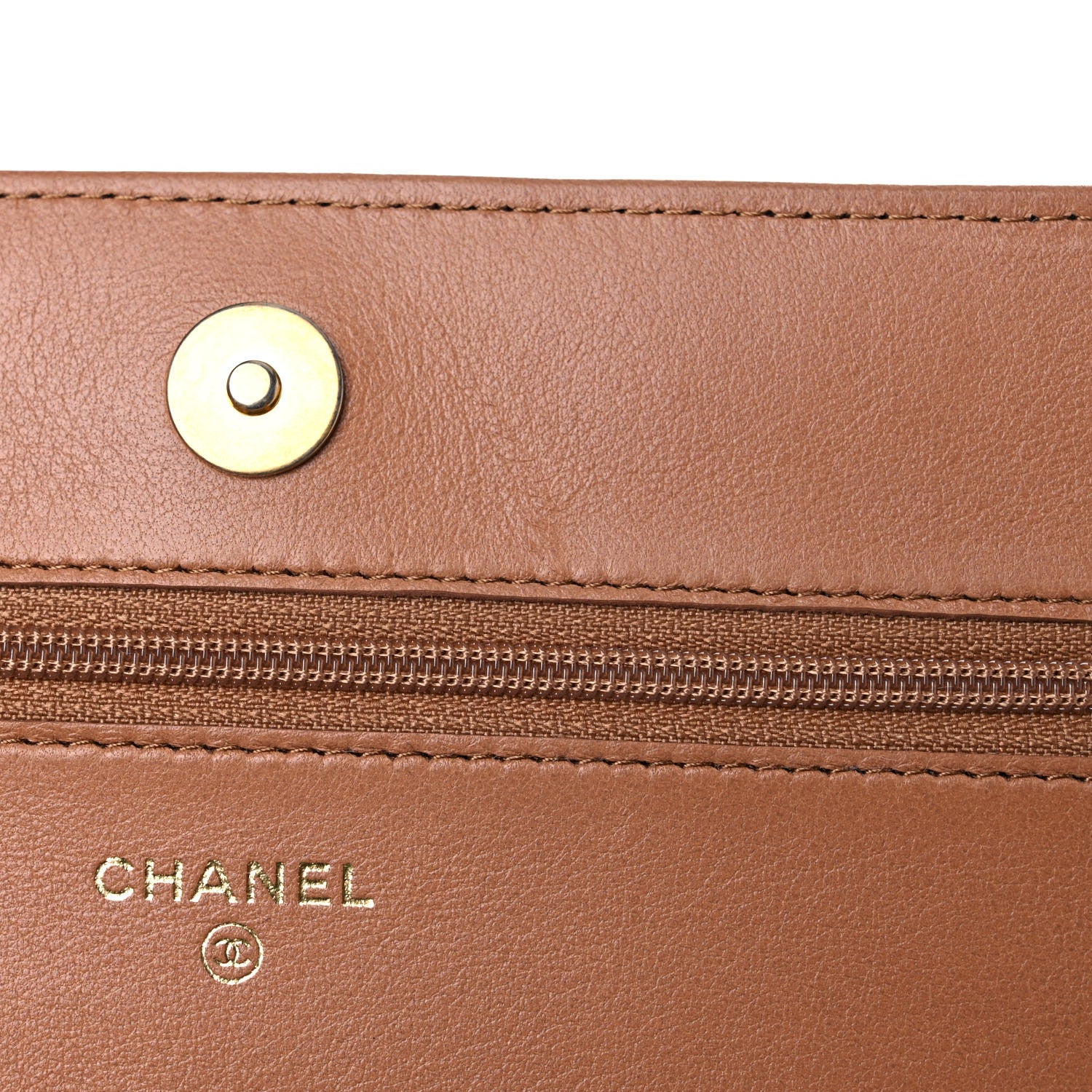 Chanel Lambskin Quilted Chanel 19 Wallet On Chain WOC Brown 11 of 12
