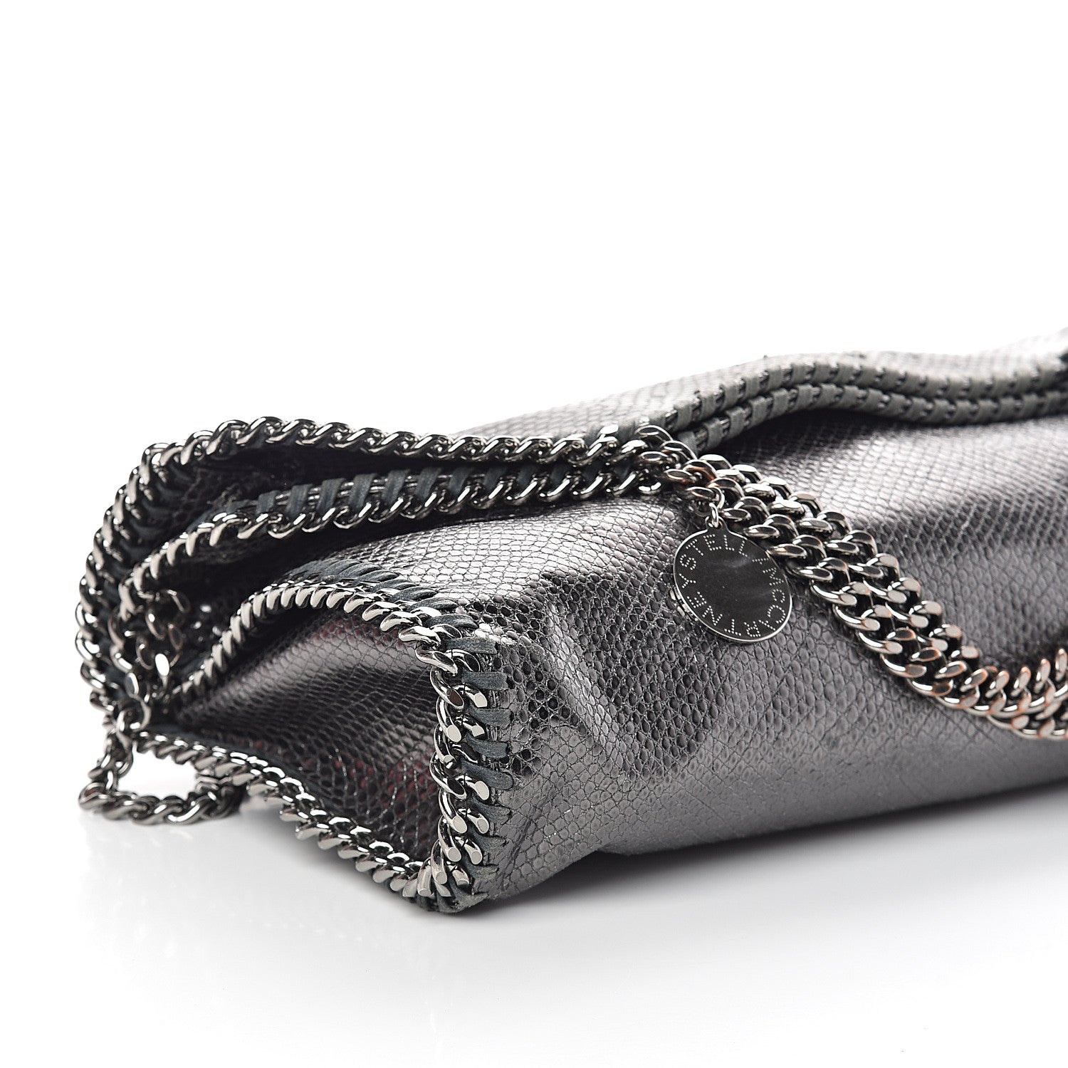 Stella McCartney Metallic Snake Print Falabella Fold Over Tote Ruthenium 7 of 8