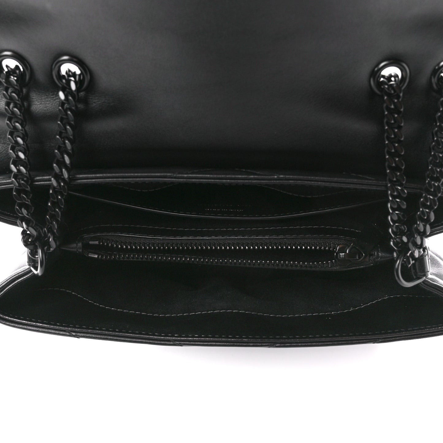 Calfskin Y Quilted Monogram Monochrome Small Loulou Chain Satchel Black