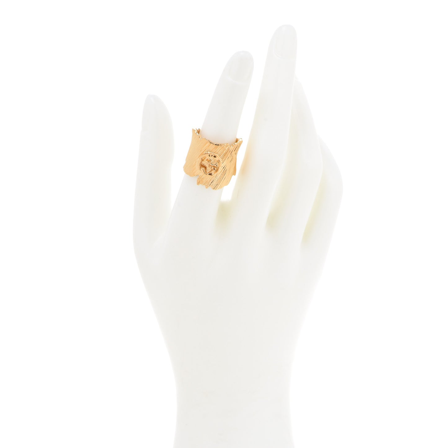 Textured Metal Interlocking G Ring S Gold