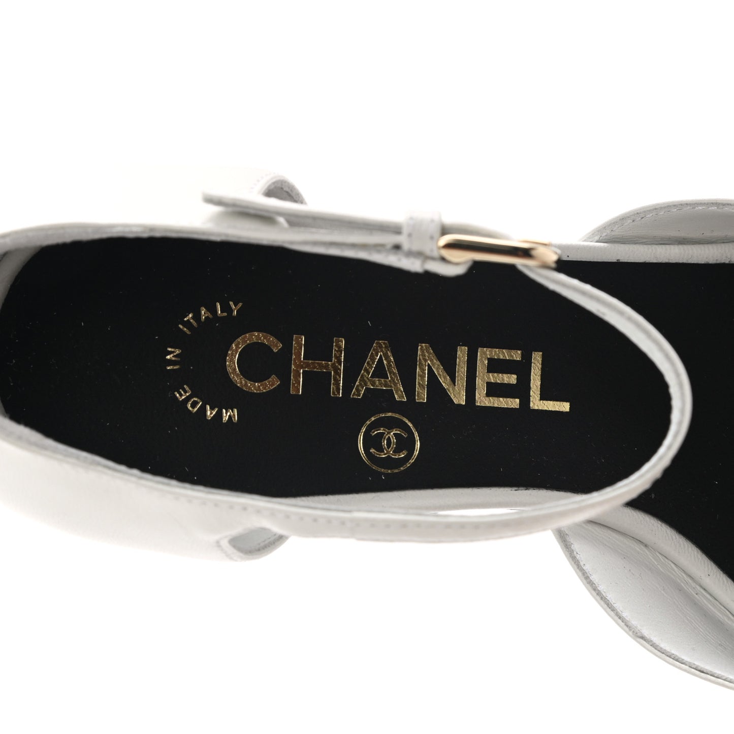 Shiny Goatskin Pearl Mary Jane Flats 35 White Black