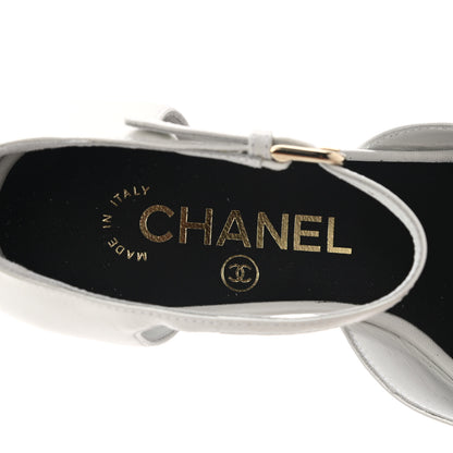 Chanel Shiny Goatskin Pearl Mary Jane Flats 35 White Black 6 of 9