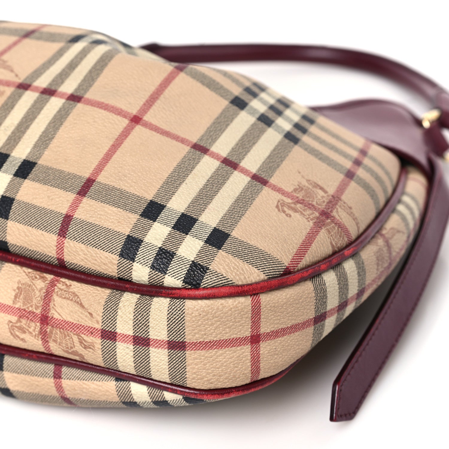 Burberry Haymarket Check Small Brooklyn Hobo Burgundy 9 of 14