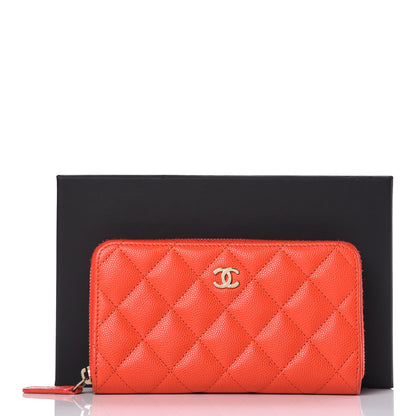 Chanel Caviar Quilted Small Zip Around Wallet Red 9 of 9