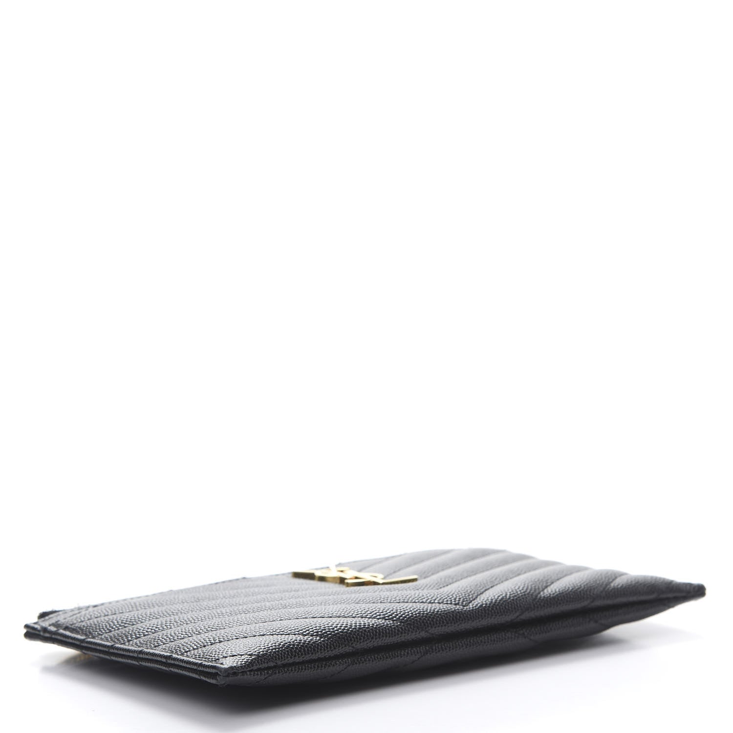 Saint Laurent Grain De Poudre Chevron Monogram Bill Pouch Black 4 of 7
