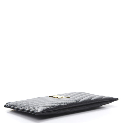 Saint Laurent Grain De Poudre Chevron Monogram Bill Pouch Black 4 of 7