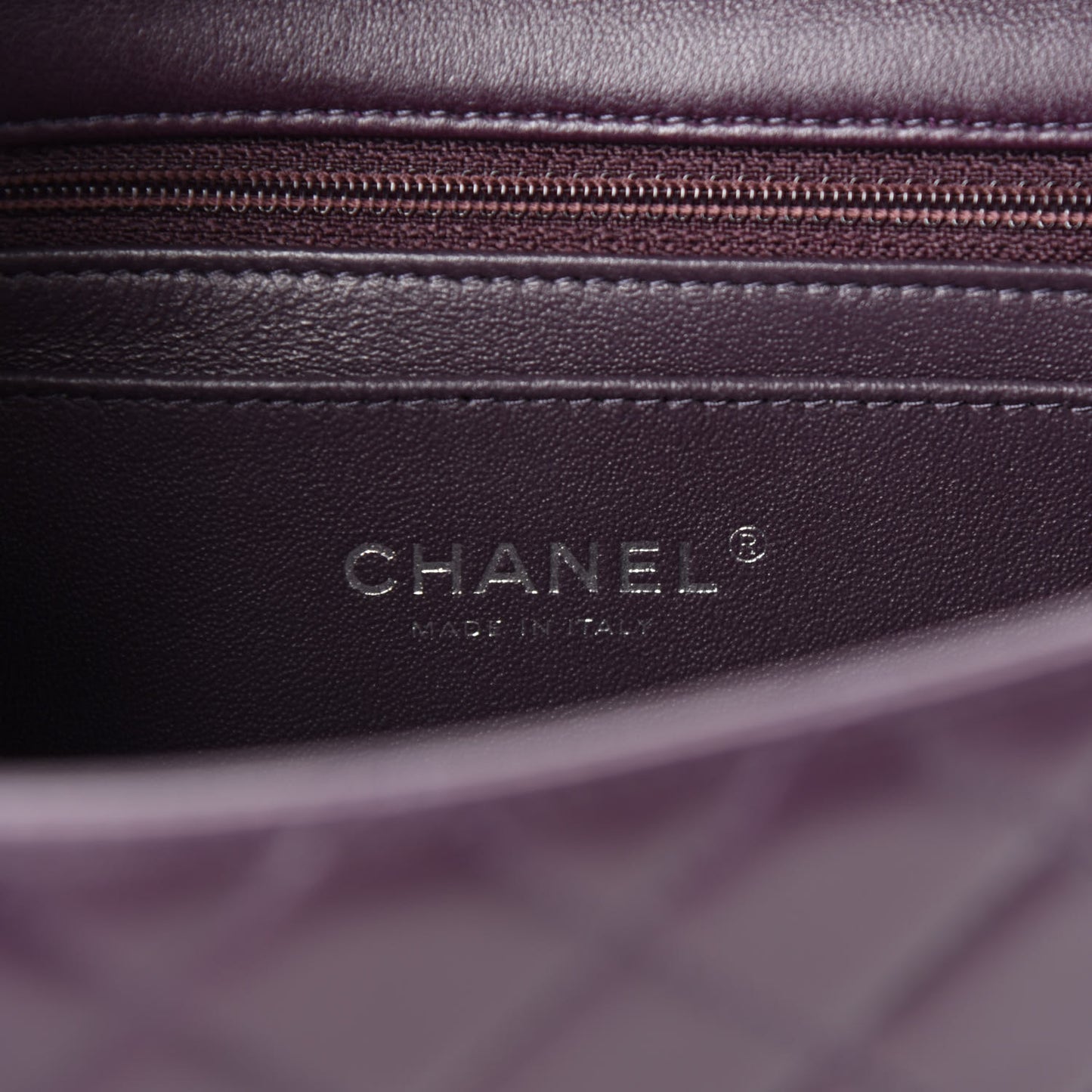 Lambskin Quilted Mini Rectangular Flap Dark Purple