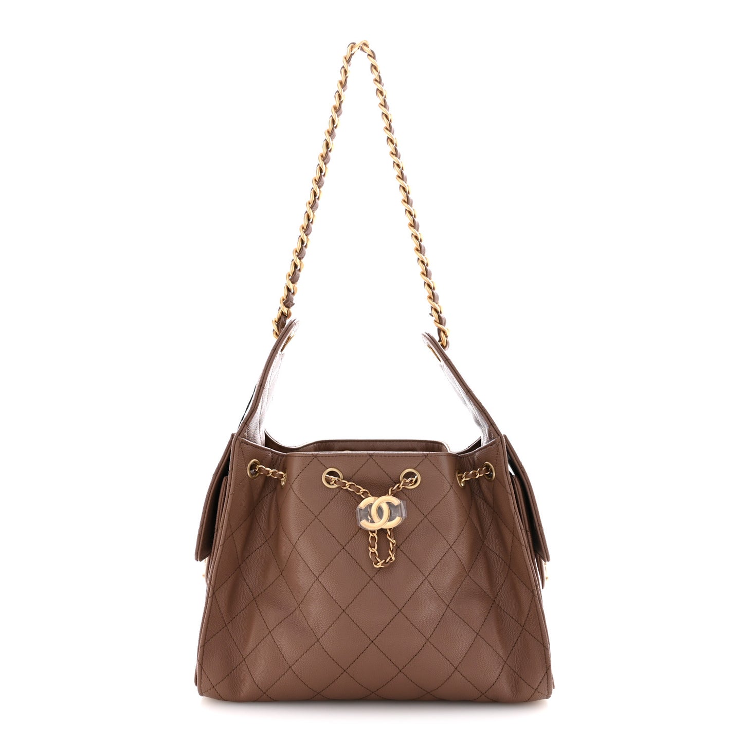 Caviar Quilted Small Chanel 25 Handbag Brown