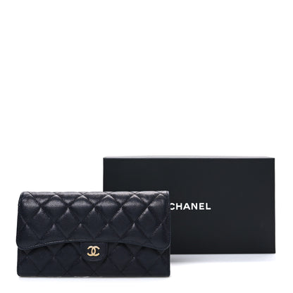 Chanel Caviar Quilted Large Gusset Flap Wallet Navy 9 of 9