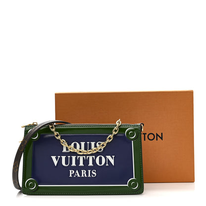 Louis Vuitton Monogram Calfskin Embossed Lexington Pouch Blue Green 10 of 10
